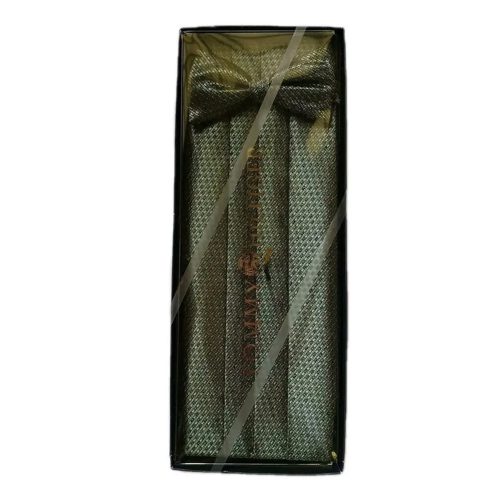 Tommy Hilfiger Boxed Shiny Metallic Green Geometric Cummerbund with Bow Tie NEW